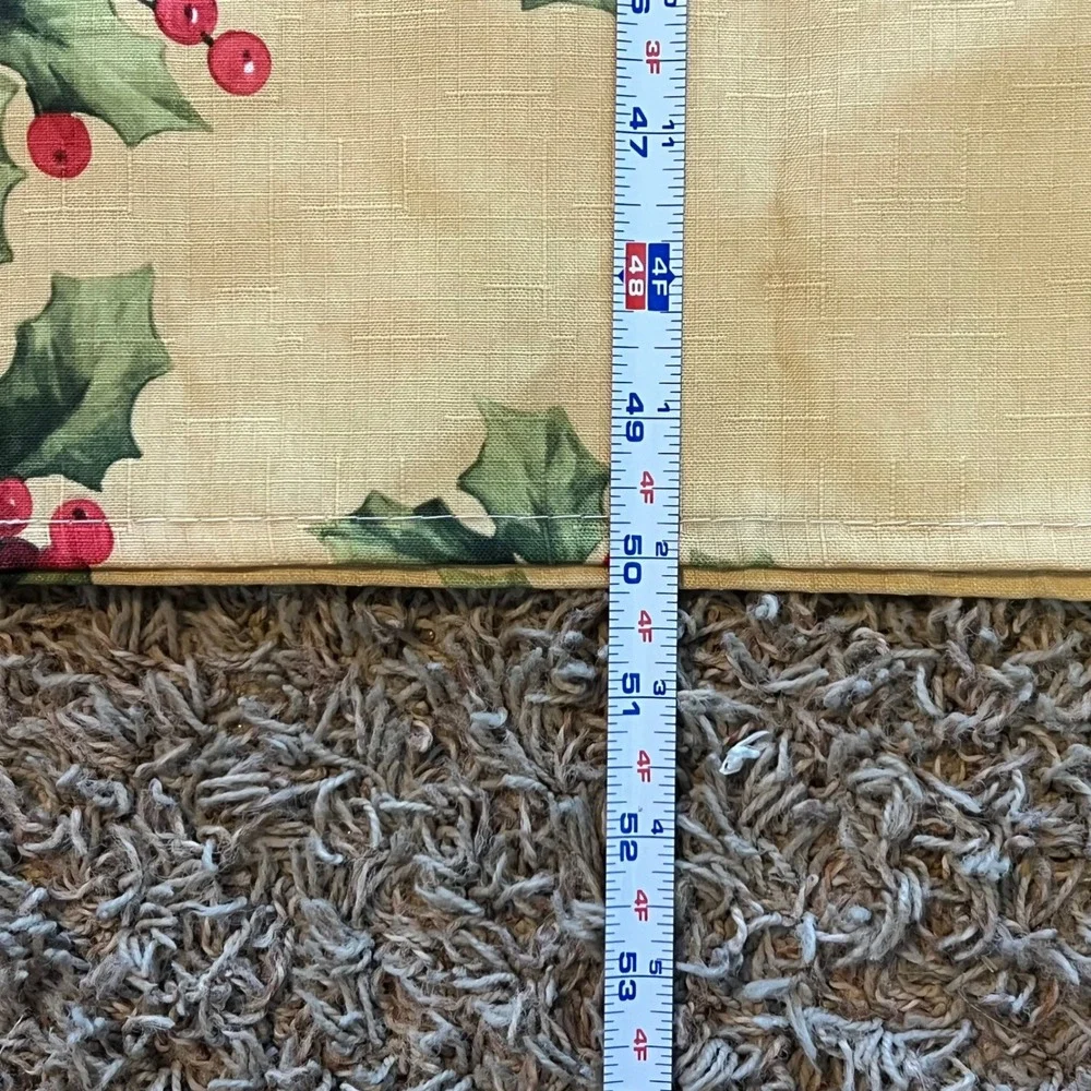 Christmas Poinsettia Holly Berry Gold Tablecloth Holiday Floral‎ 100x60